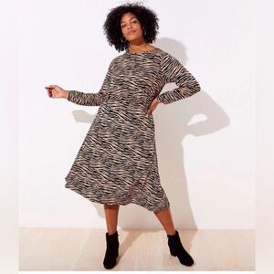 LOFT Tiger Stripe Animal Print Bar Back Dress Plus Size 16 NWT Safari Career